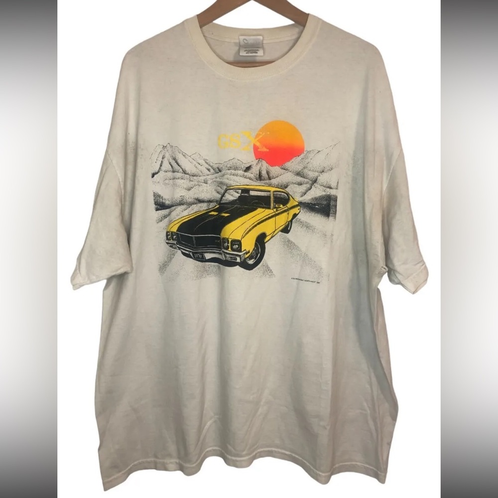 ❌sold❌ American Buick Skylark GSX T-shirt Tan Cream 90’s XXL Muscle Car Racing